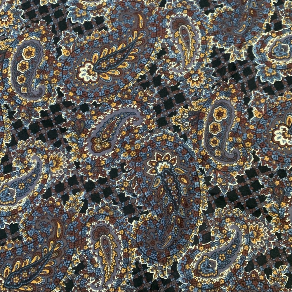 Liberty Vintage XL Brown Paisley Print Wool Wrap Scarf - Picture 6 of 10